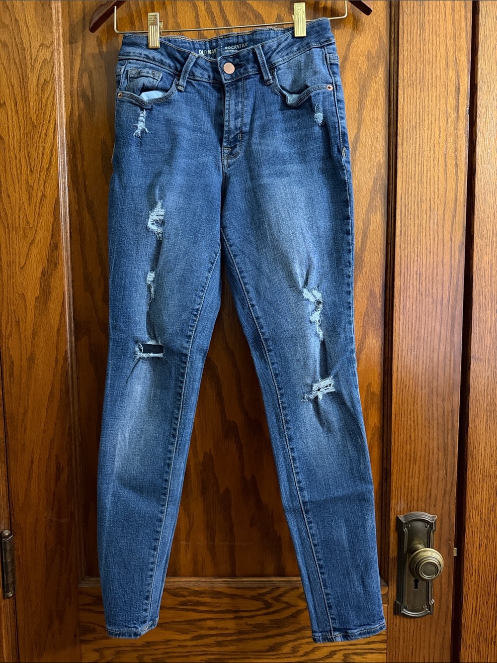 Old Navy Distressed Dark Blue Skinny Jeans